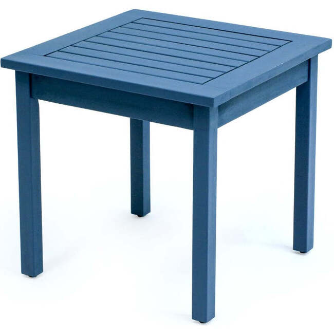 Archer 18.9" Modern Classic Square Slatted Solid Acacia Wood Indoor/Outdoor Adirondack Side Table, Nautical Blue