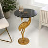 Blanche 25" Classic Mid-Century Glass Top Flamingo End Table, Gold - Accent Tables - 2