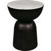 Atarah 20" Contemporary Natural Marble/Metal Handmade Hourglass End Table, Black/White - Accent Tables - 1 - thumbnail