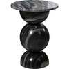 Aura 19" Modern Natural Marble Handmade Stacked Round Pedestal End Table, Dark Gray/Light Gray - Accent Tables - 1 - thumbnail