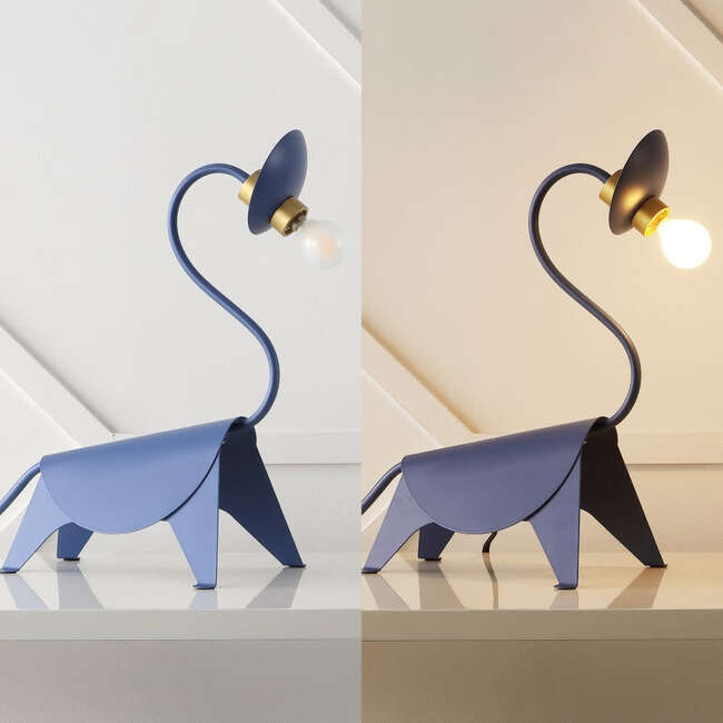 Bradley 16" Modern Industrial Iron Brachiosaurus LED Kids' Lamp, Blue - Lighting - 5