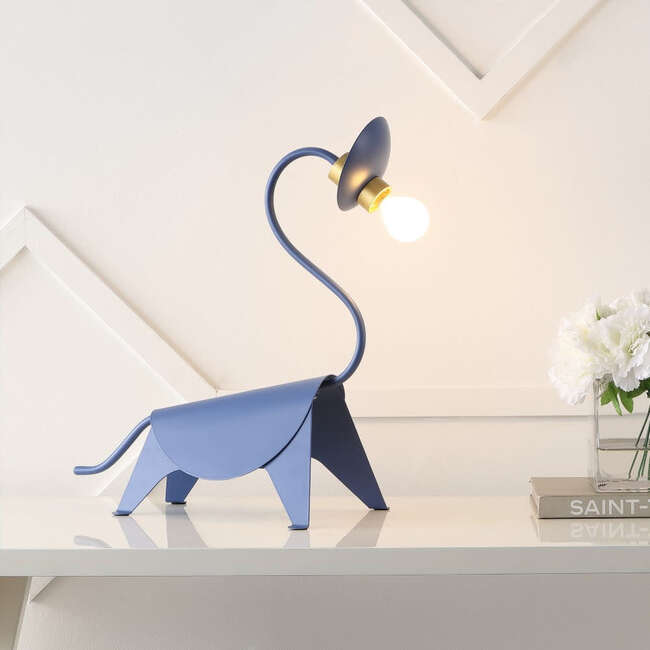 Bradley 16" Modern Industrial Iron Brachiosaurus LED Kids' Lamp, Blue - Lighting - 6