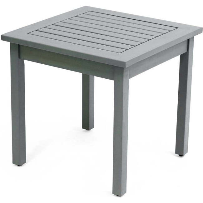 Archer 18.9" Modern Classic Square Slatted Solid Acacia Wood Indoor/Outdoor Adirondack Side Table, Gray
