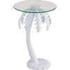 Vince 24.75" Mid-Century Vintage Glass Top Metal Palm Tree End Table, White - Accent Tables - 1 - thumbnail
