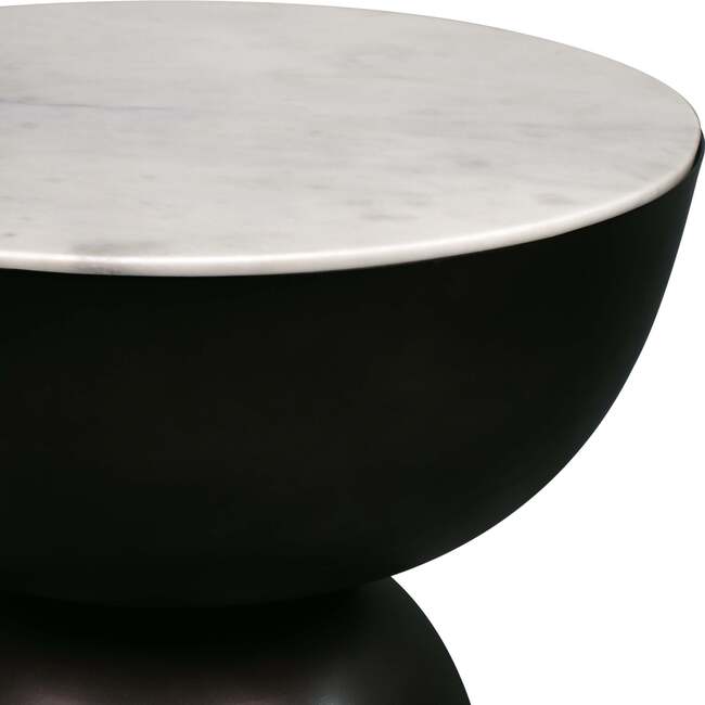 Atarah 20" Contemporary Natural Marble/Metal Handmade Hourglass End Table, Black/White - Accent Tables - 5