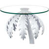 Vince 24.75" Mid-Century Vintage Glass Top Metal Palm Tree End Table, White - Accent Tables - 3 - thumbnail