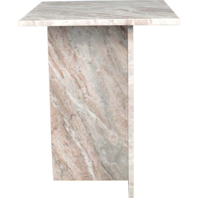 Cecil 18.5" Contemporary Natural Marble Handmade T-Shaped End Table, Gray/Beige - Accent Tables - 4