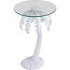 Vince 24.75" Mid-Century Vintage Glass Top Metal Palm Tree End Table, White - Accent Tables - 6 - thumbnail