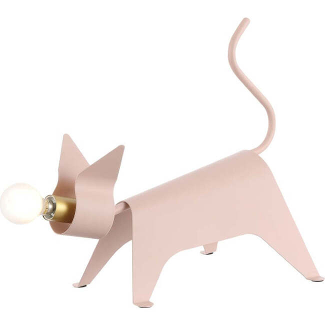 Penelope 11.75" Modern Industrial Iron Feline LED Kids' Lamp, Pink