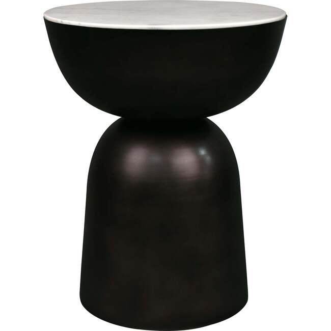 Atarah 20" Contemporary Natural Marble/Metal Handmade Hourglass End Table, Black/White - Accent Tables - 6