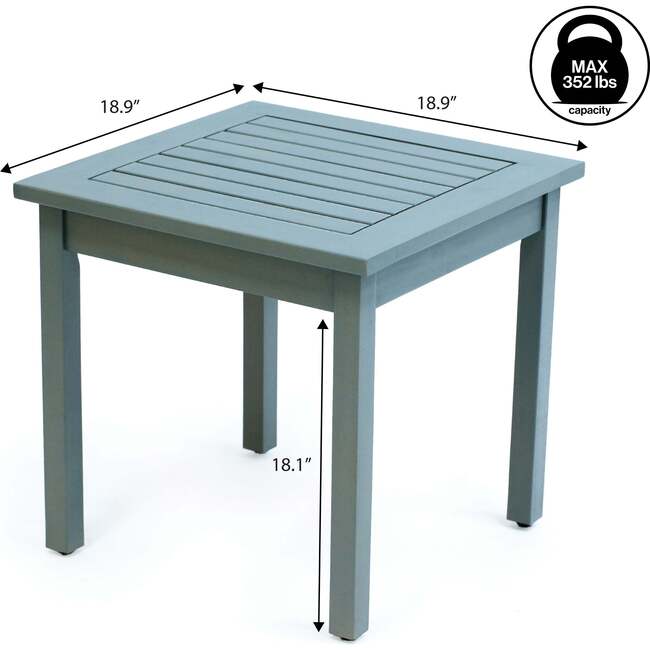 Archer 18.9" Modern Classic Square Slatted Solid Acacia Wood Indoor/Outdoor Adirondack Side Table, Gray - Accent Tables - 6