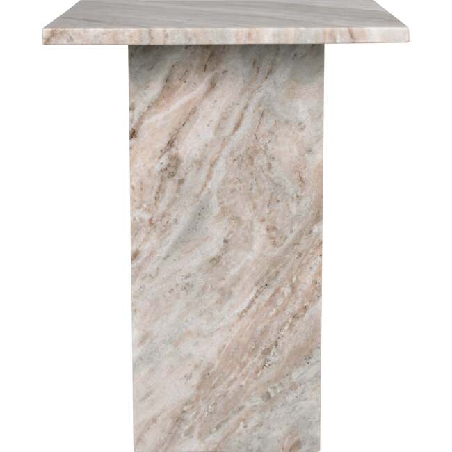 Cecil 18.5" Contemporary Natural Marble Handmade T-Shaped End Table, Gray/Beige - Accent Tables - 5