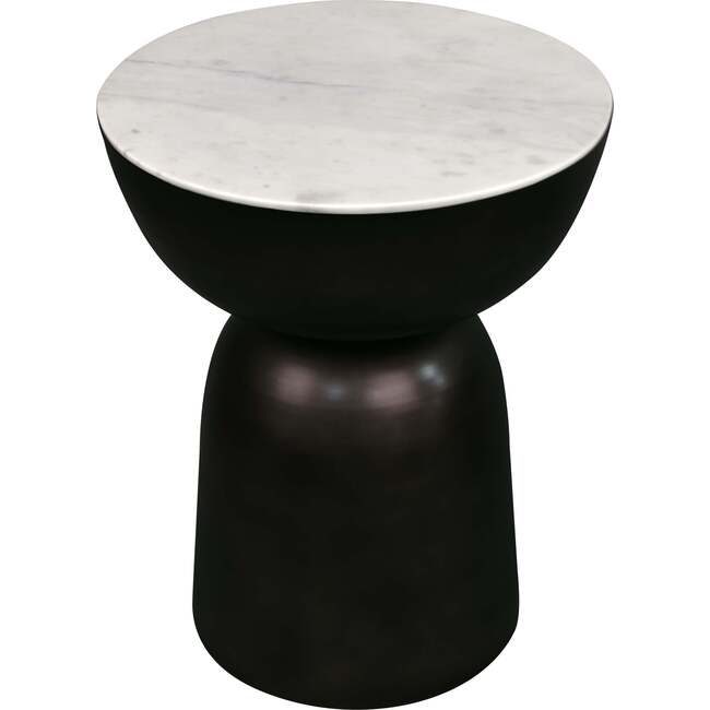Atarah 20" Contemporary Natural Marble/Metal Handmade Hourglass End Table, Black/White - Accent Tables - 7