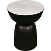 Atarah 20" Contemporary Natural Marble/Metal Handmade Hourglass End Table, Black/White - Accent Tables - 7 - thumbnail