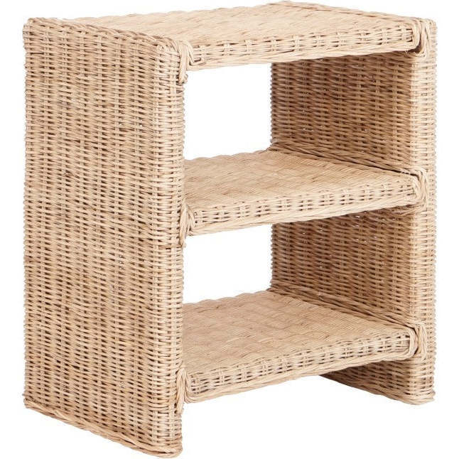 Praerie 22" Coastal Bohemian Rattan/Wood 3 Tier End Table, Natural