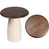 Otto 18" Modern Rustic Round Wood/Metal Accent Table, Walnut Wood/Warm Ivory - Accent Tables - 1 - thumbnail
