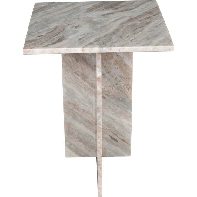 Cecil 18.5" Contemporary Natural Marble Handmade T-Shaped End Table, Gray/Beige - Accent Tables - 7