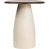 Otto 18" Modern Rustic Round Wood/Metal Accent Table, Walnut Wood/Warm Ivory - Accent Tables - 4
