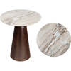 Kaito 18" Rustic Minimalist Round Marble/Wood Accent Table, White Marble/Walnut Wood - Accent Tables - 1 - thumbnail