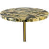 Hedda 23.5" Contemporary Glam Metal/Resin Faux Stone Round End Table, Yellow/Black - Accent Tables - 3