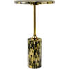 Hedda 23.5" Contemporary Glam Metal/Resin Faux Stone Round End Table, Yellow/Black - Accent Tables - 4