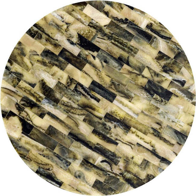 Hedda 23.5" Contemporary Glam Metal/Resin Faux Stone Round End Table, Yellow/Black - Accent Tables - 5