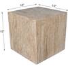 Felix 15" Contemporary Natural Marble Handmade Cube End Table, Travertine - Accent Tables - 4