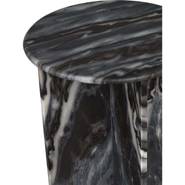 Javier 17.75" Contemporary Natural Marble Handmade X-Shaped End Table, Black/Gray - Accent Tables - 4