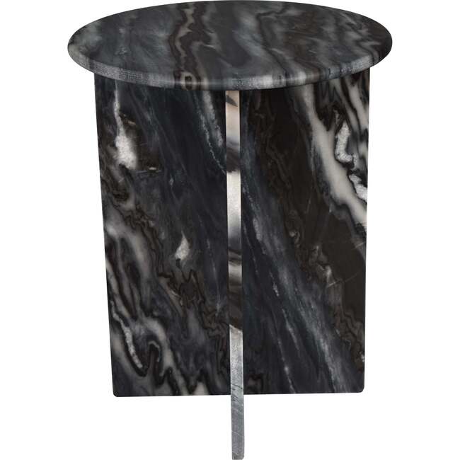 Javier 17.75" Contemporary Natural Marble Handmade X-Shaped End Table, Black/Gray - Accent Tables - 5
