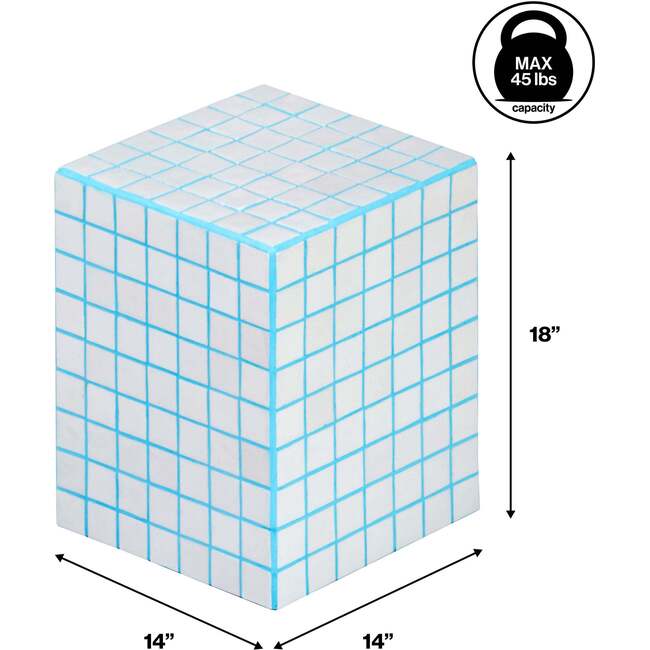 Callista 18" Modern Bohemian Ceramic Tiled Rectangle End Table, White/Neon Blue - Accent Tables - 4