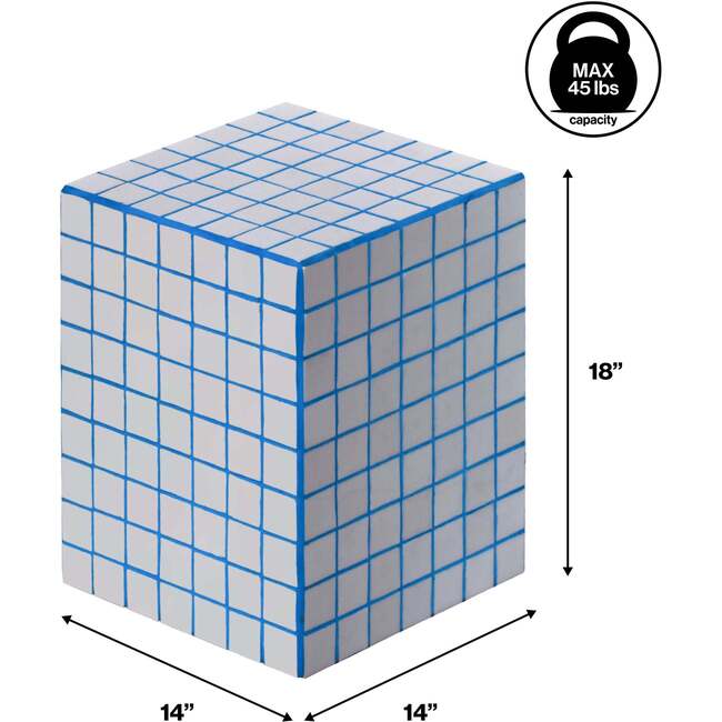 Callista 18" Modern Bohemian Ceramic Tiled Rectangle End Table, White/Blue - Accent Tables - 4