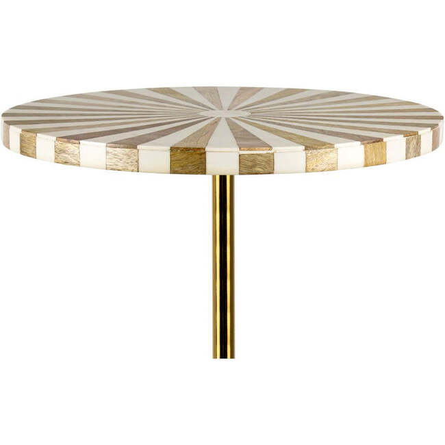 Calix 23.5" Contemporary Minimalist Metal/Resin Round End Table, Light Brown/White - Accent Tables - 3