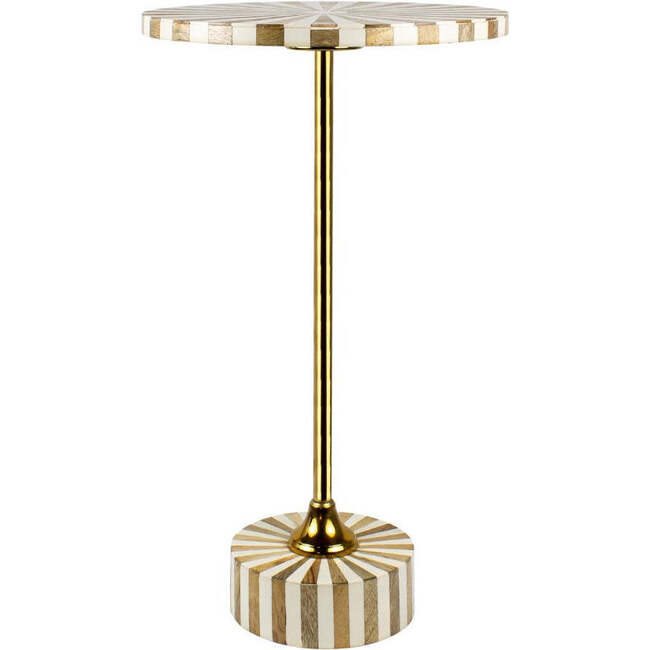 Calix 23.5" Contemporary Minimalist Metal/Resin Round End Table, Light Brown/White - Accent Tables - 4