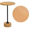 Calix 23.5" Contemporary Minimalist Metal/Cork Round End Table, Light Brown/Black - Accent Tables - 1 - thumbnail