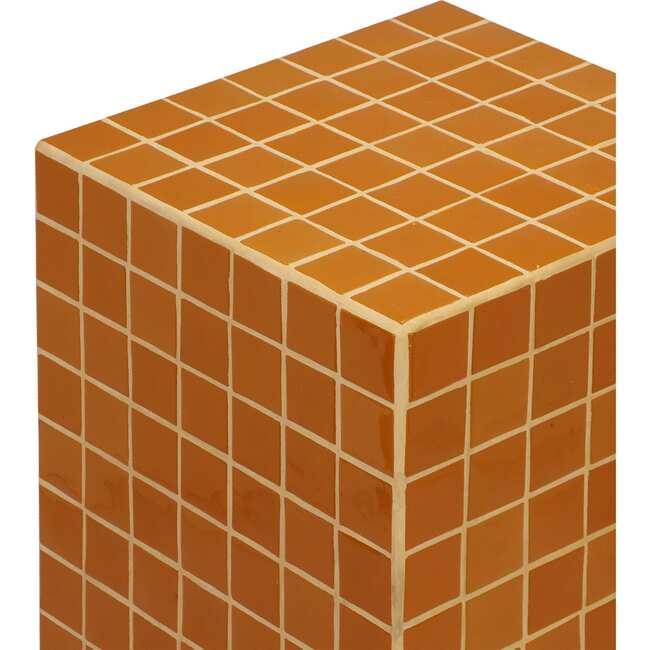 Callista 18" Modern Bohemian Ceramic Tiled Rectangle End Table, Dark Orange/Light Orange - Accent Tables - 5