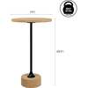 Calix 23.5" Contemporary Minimalist Metal/Cork Round End Table, Light Brown/Black - Accent Tables - 7