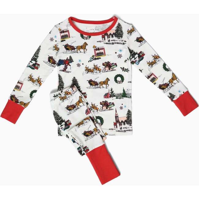 Holiday Toile Kids Long Sleeve Pajama Set