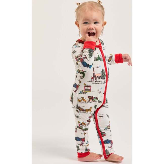 Holiday Toile Zipper Footie Pajamas