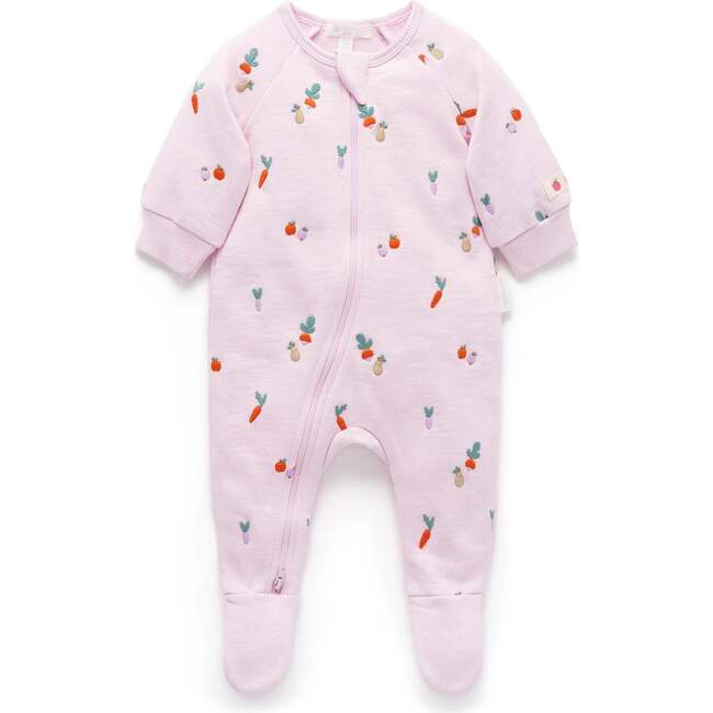 Embroidered Fleece Footie Winter Fruits Broderie