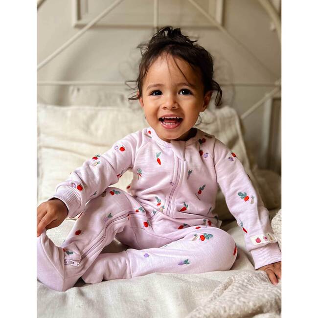 Embroidered Fleece Footie Winter Fruits Broderie