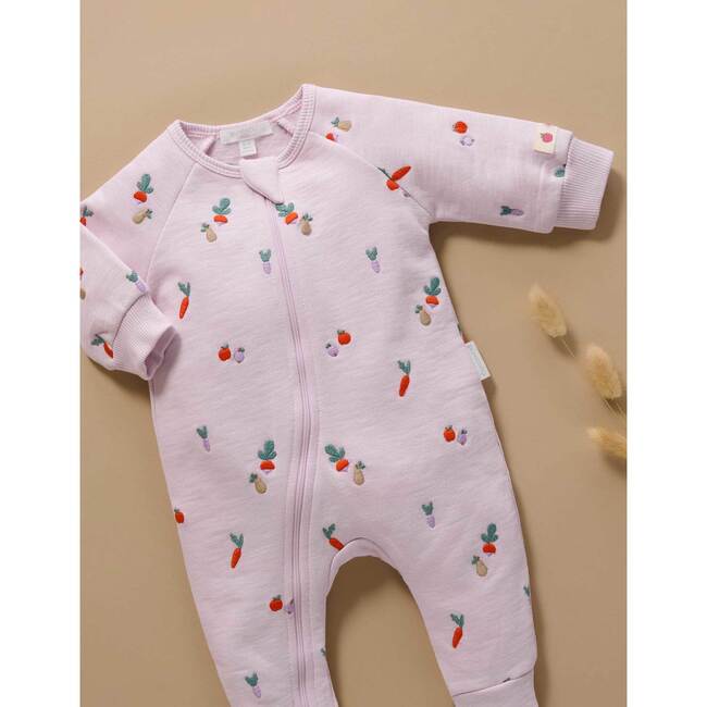 Embroidered Fleece Footie Winter Fruits Broderie - Rompers - 6