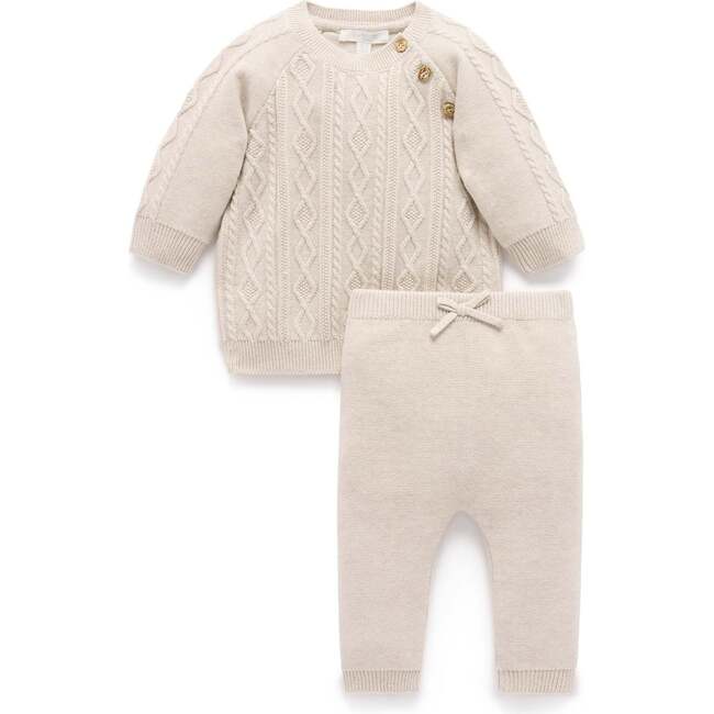Cable Knit Set Wheat Melange