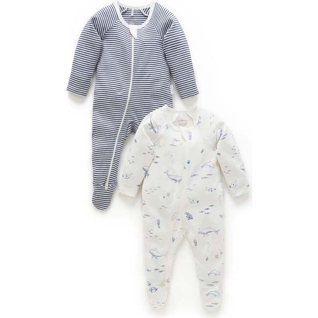 2 Pack Zip Footie Vanilla Nautical Pack