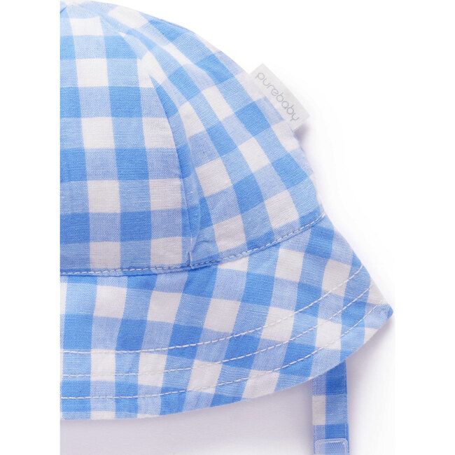 Linen Blend Romper & Sunhat Ocean Gingham - Rompers - 5