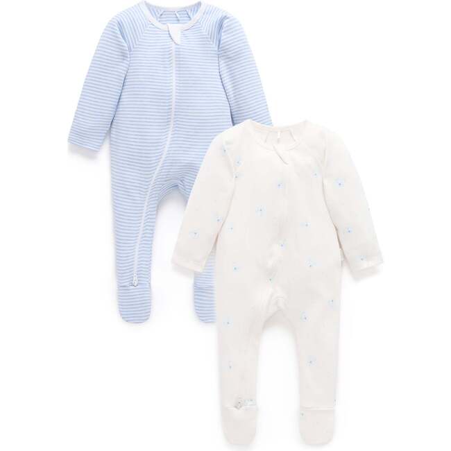 2 Pack Zip Footie Pale Blue Bear Pack