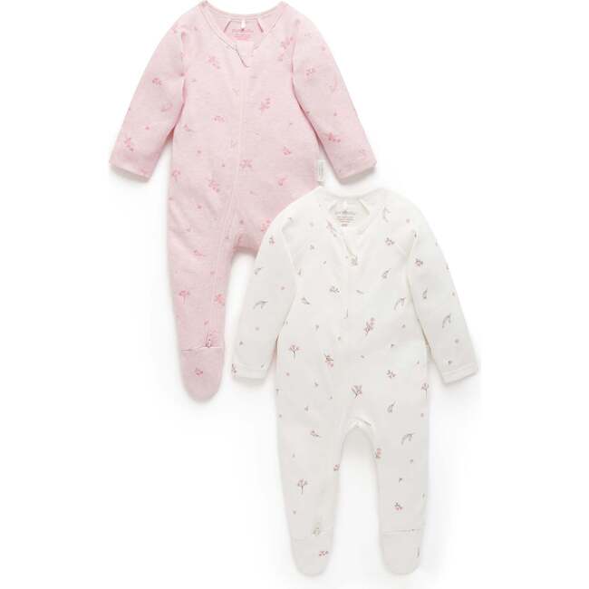 2 Pack Zip Footie Pale Pink Blossom Pack