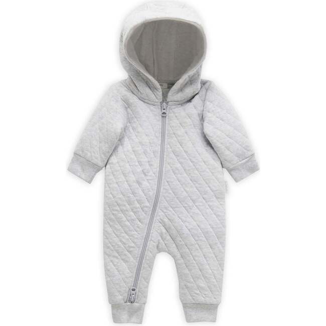 Quilted Hooded Coverall Pale Grey Melange