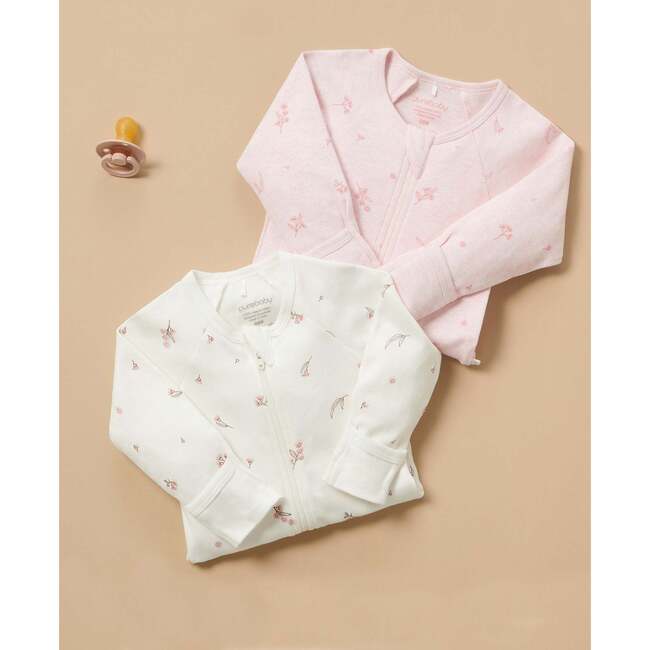 2 Pack Zip Footie Pale Pink Blossom Pack - Rompers - 6
