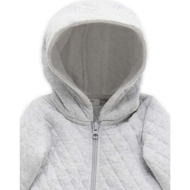Quilted Hooded Coverall Pale Grey Melange - Rompers - 4