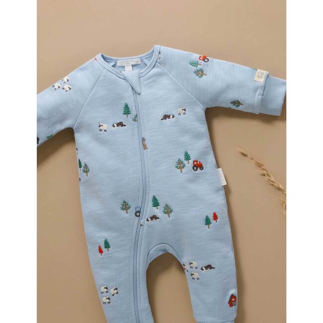 Embroidered Fleece Footie Herding Sheep Broderie